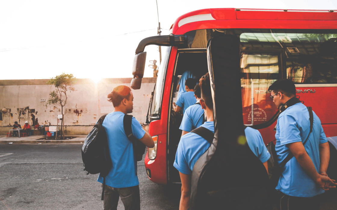 39 Seater Luxury Coach with Passengers Boarding